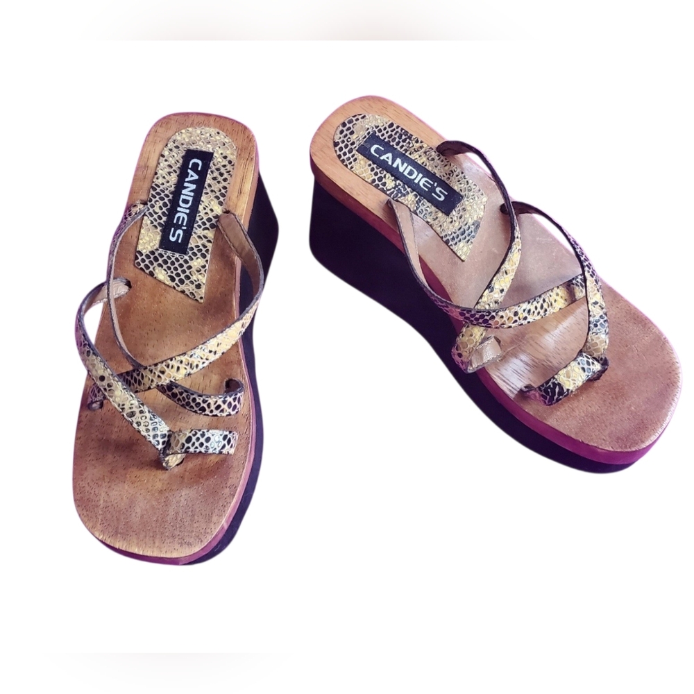 Vintage CANDIES Platform Snakeskin Sandals